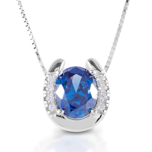 Kelly Herd Blue Stone Horseshoe Necklace